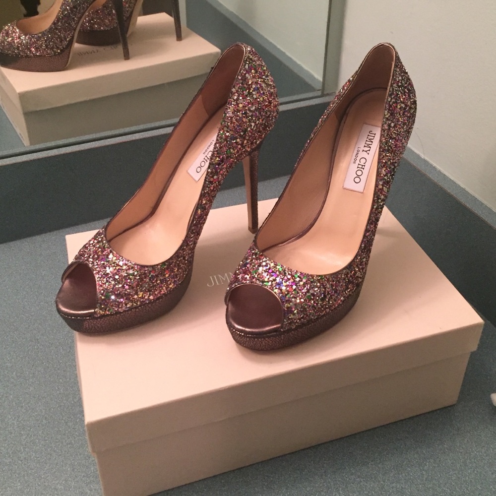Jimmy Choo 39EU course glitter fabric